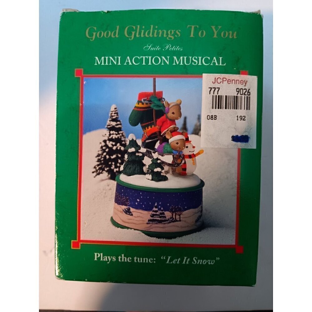 Vintage Enesco 1996 Good Glidings To You Mini Action Musical Let It Snow